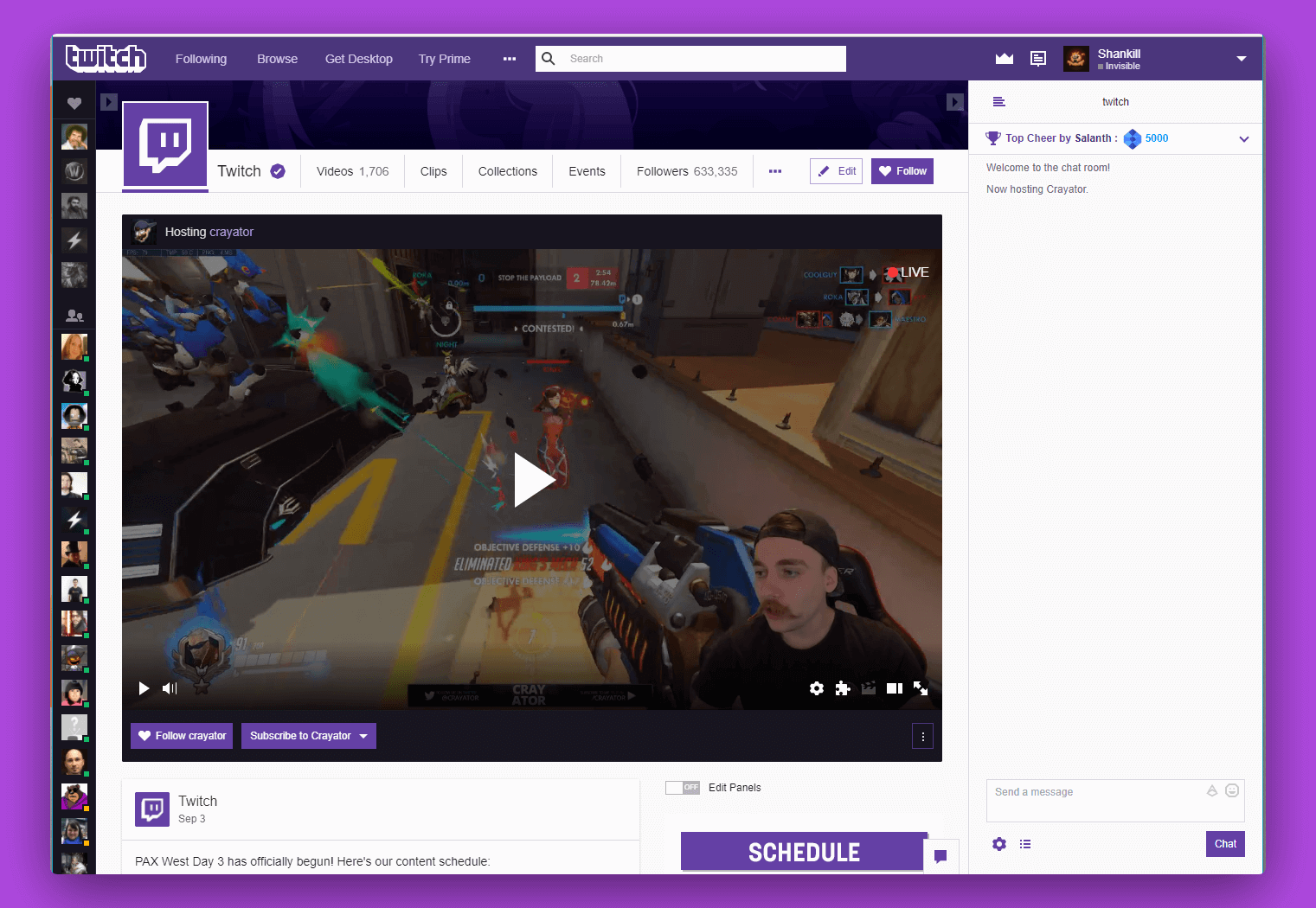 Twitch player integration
