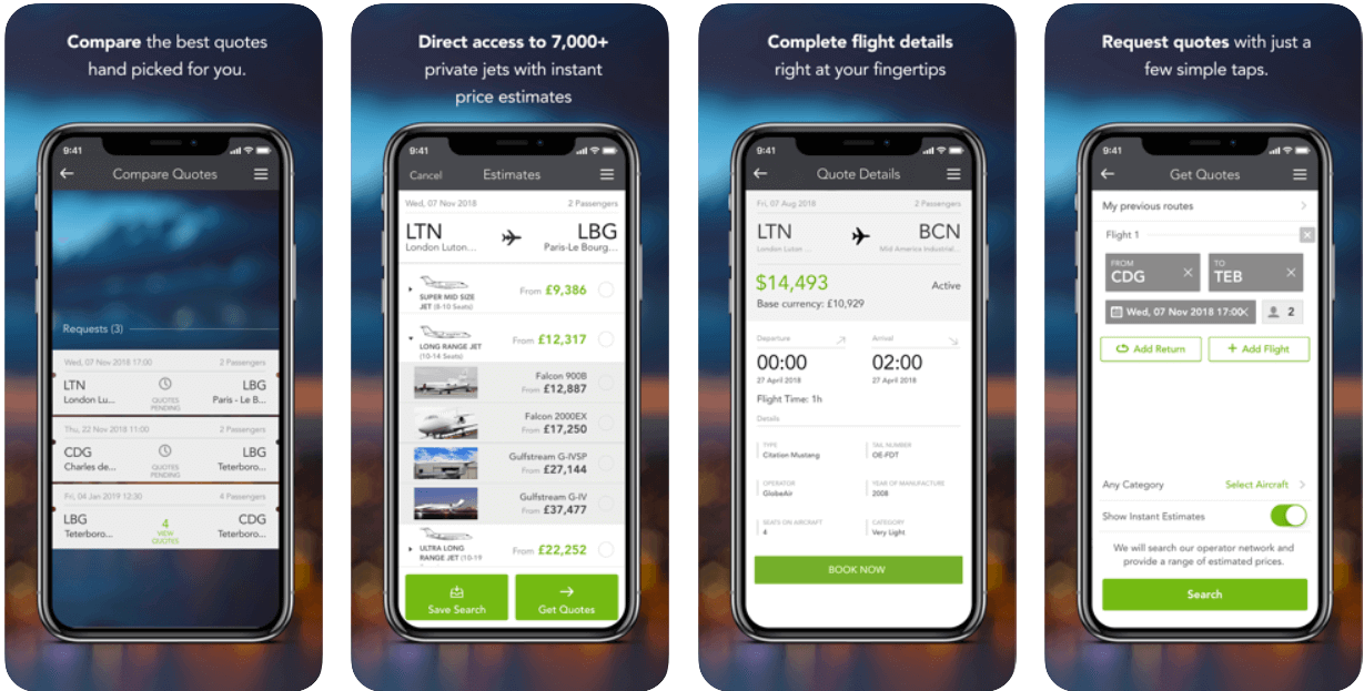 JetVictor mobile app for jet charting 