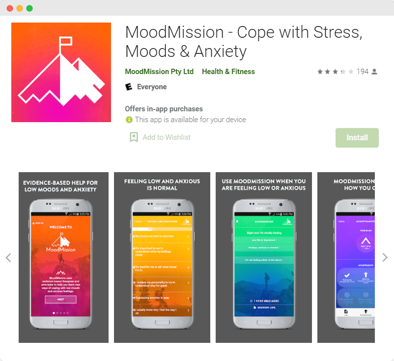 moodmission mental health application 