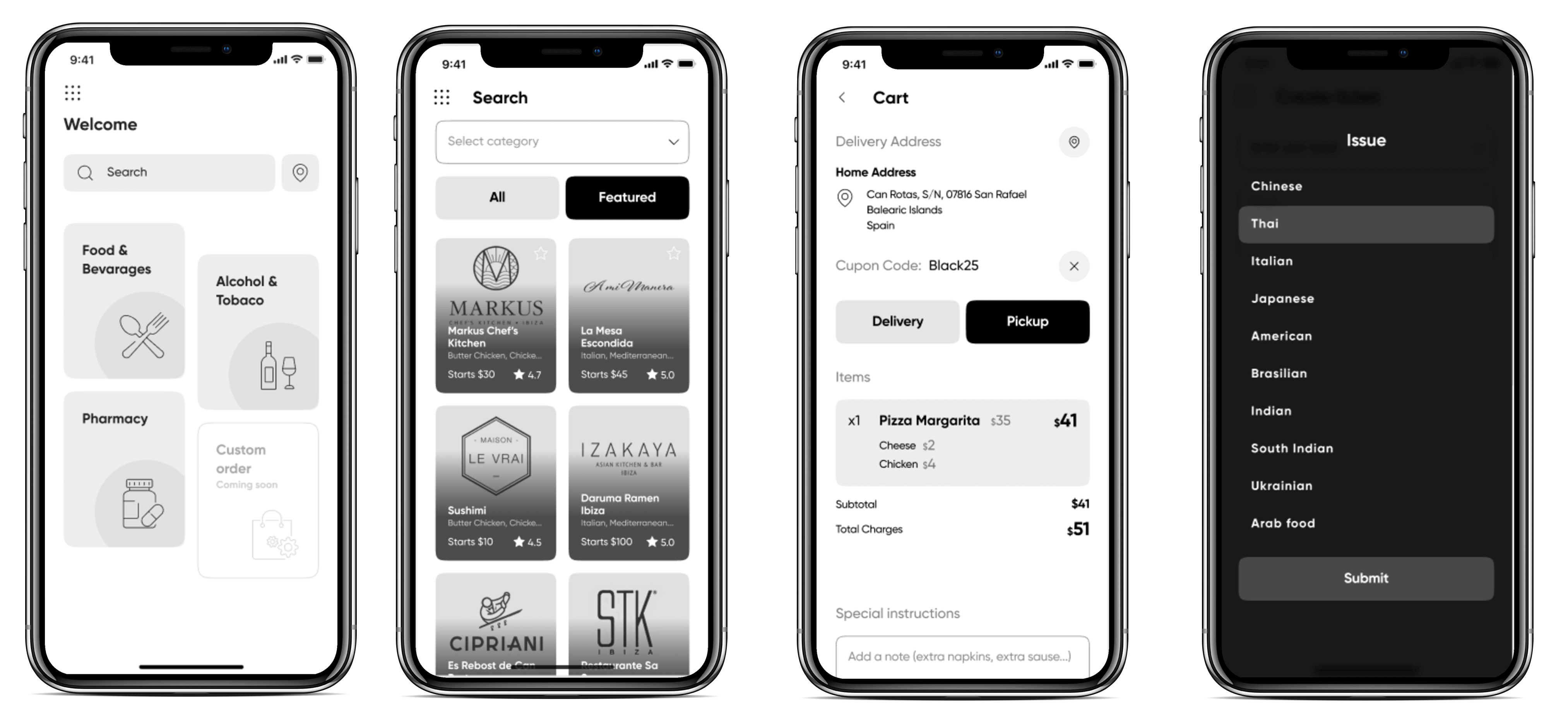 Restaurant delivery app example 